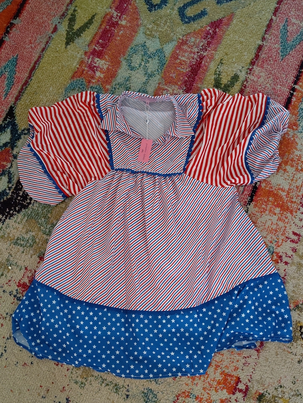 Simply Southern Stars Stripes And Sass Midi Dress Medium - NWT
